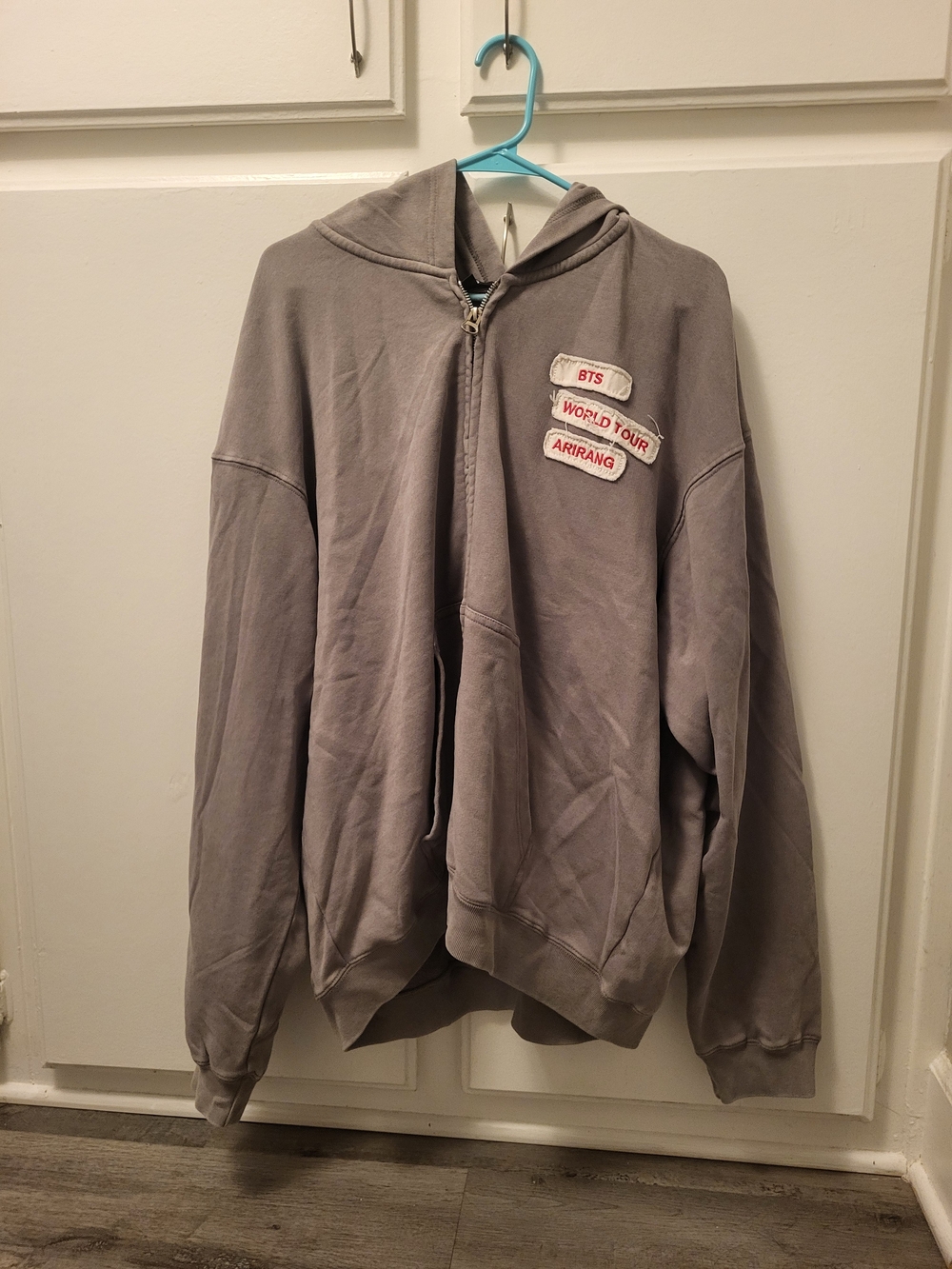 BTS Gray Zip-Up Sweater
